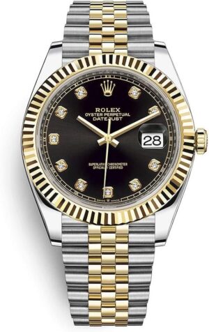 Rolex Datejust 41Two Tone Black Index Dial Wrist Watch