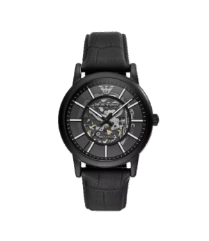 Armani Black Leather Automatic Watch