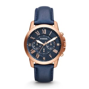 Fossil Grant Leather Belt Blue Copper Watch