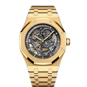 Audemars Piguet Royal Oak Double Balance Wheel Open worked yellow gold Skeleton Dial Automatic Mens Watch
