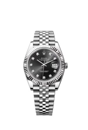 Rolex Date just 41 bright black, diamond-set